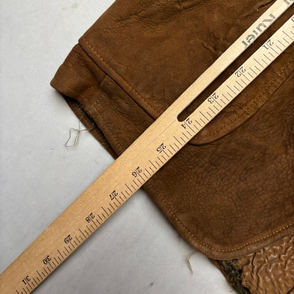 Vintage 30s Buckskin Chore Sports Coat Leather Jacket Mens 19.5x26 Western Retro - Picture 8 of 16